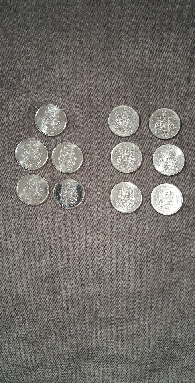 Lot of 11 Canadian Fifty 50 Cents Commemorative Coins VG